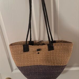 Two-Tone Woven Tote Bag